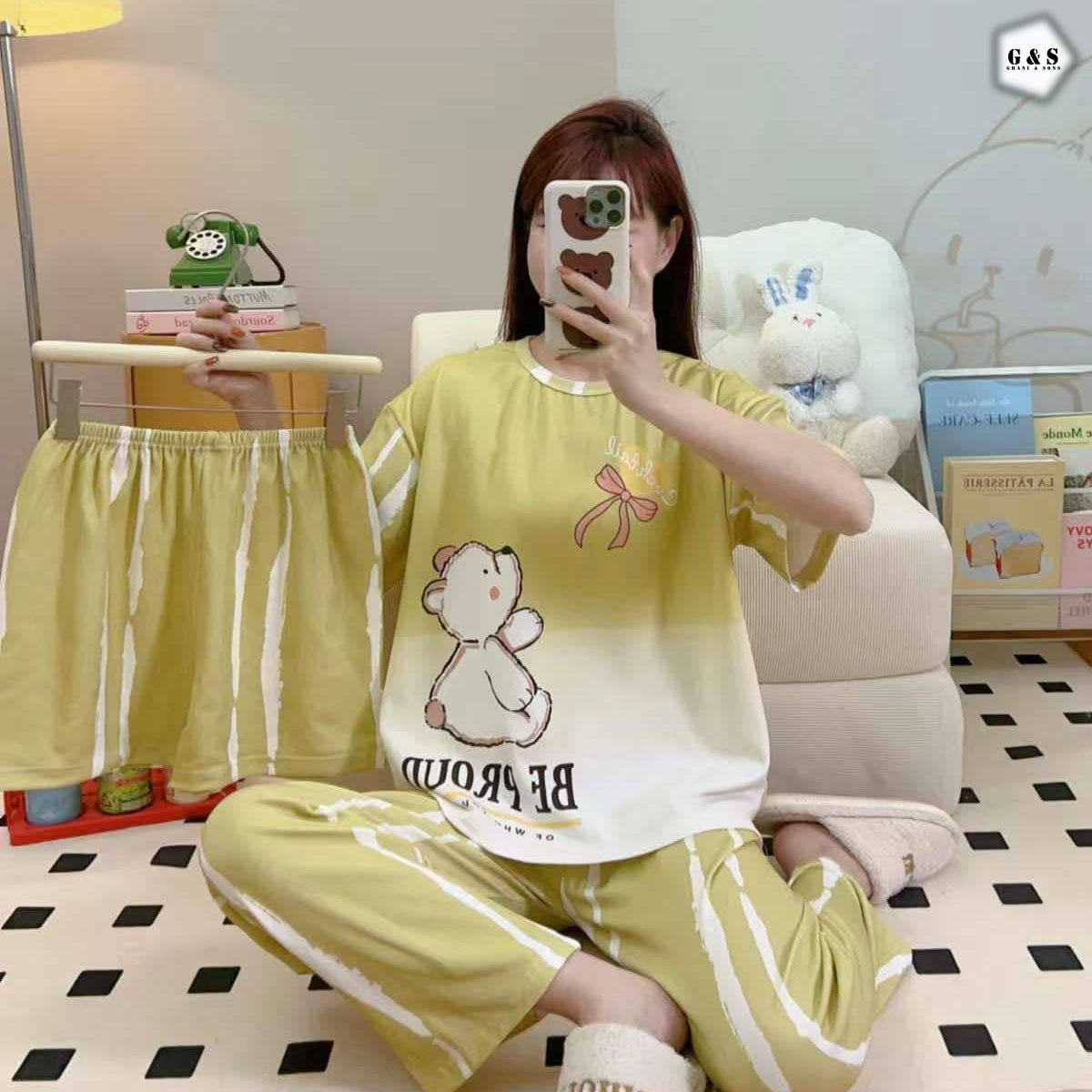 Girls Imported 3 Piece Pajama Suit With Short