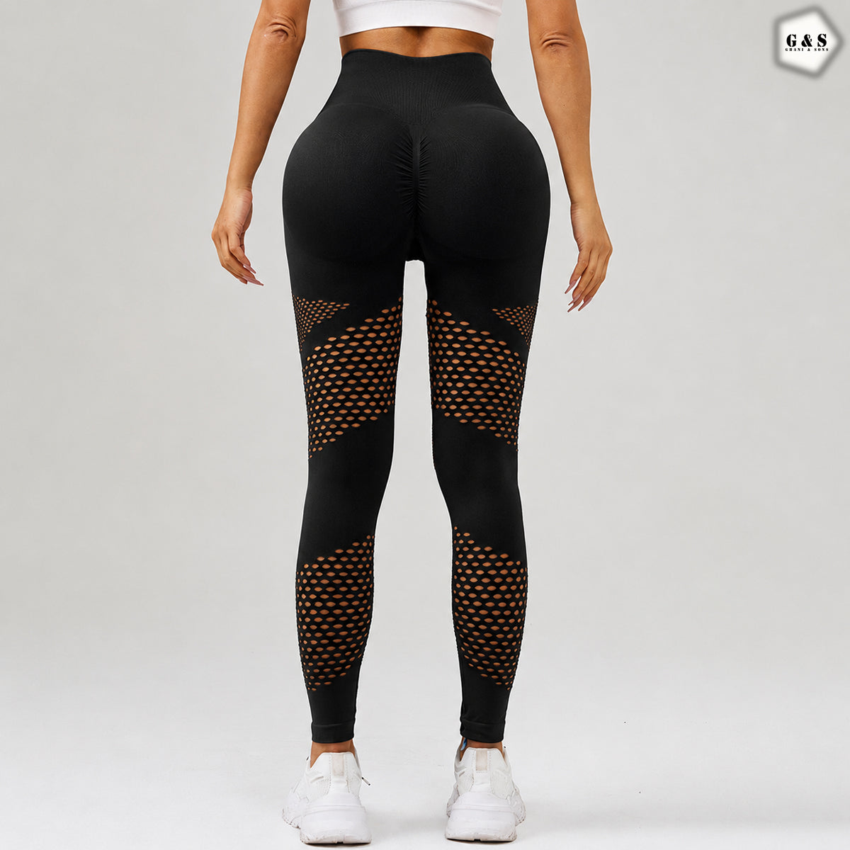 Black Mesh Hole Design Seamless Butt Lifter Gym/Yoga Legging
