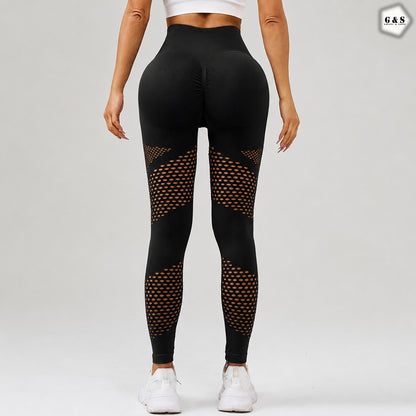 Black Mesh Hole Design Seamless Butt Lifter Gym/Yoga Legging