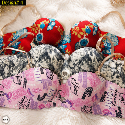 32 Size Non-Wired Pack Of 3 High Quality Seamless Double Padded Pushup Bras