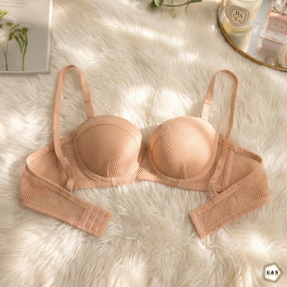 Pack Of 3 Double Padded Mesh Hole Design Wired Pushup Bras