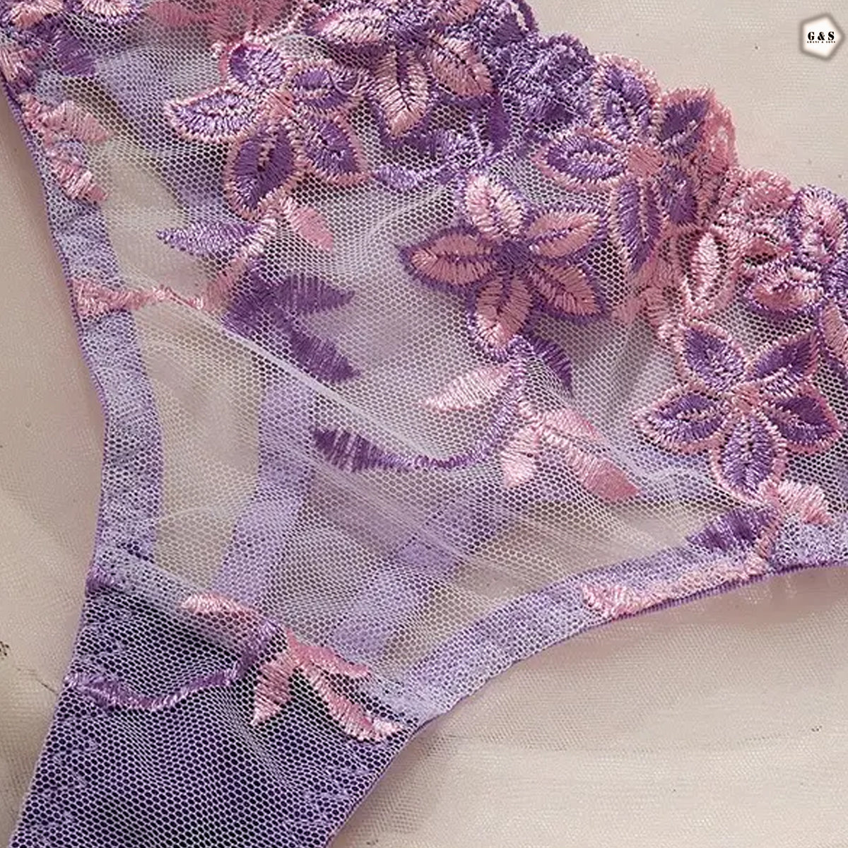 High Quality Purple Wired Net Pushup Bra & Panty Set