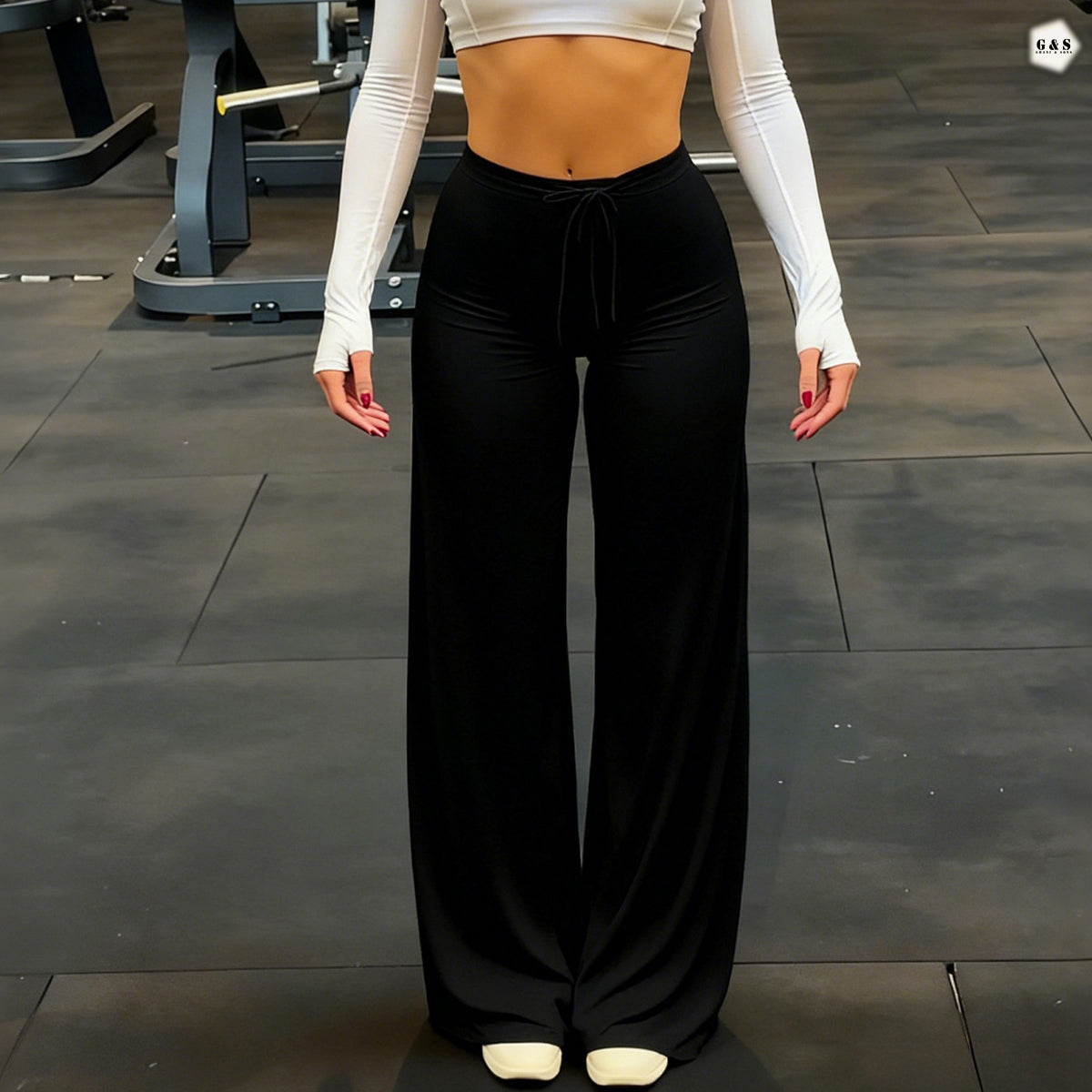 Ladies Imported Black Color Wide Leg Dry-Fit Gym/Yoga Trouser