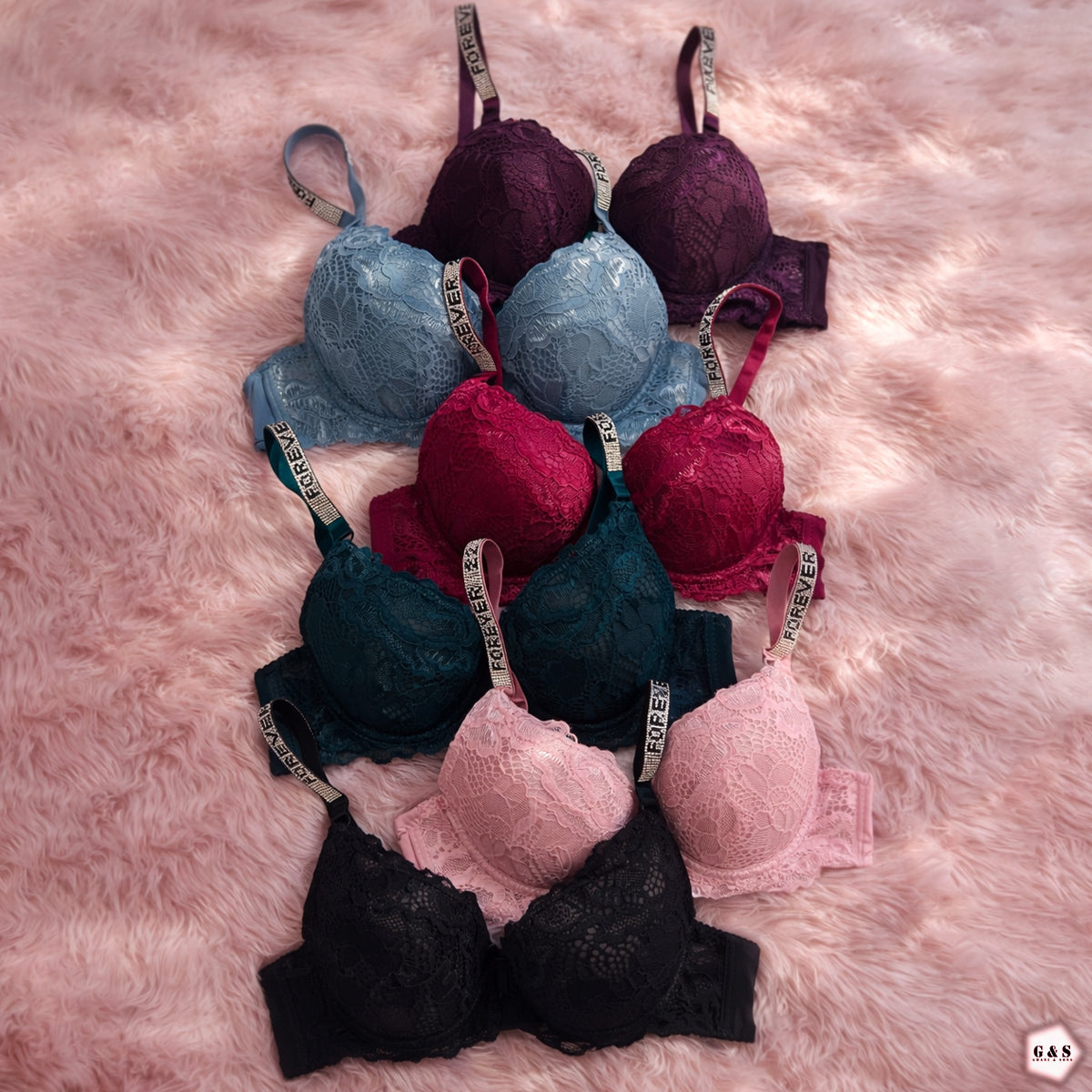 Pack Of 3 Fancy Wired Lace Pushup Bras