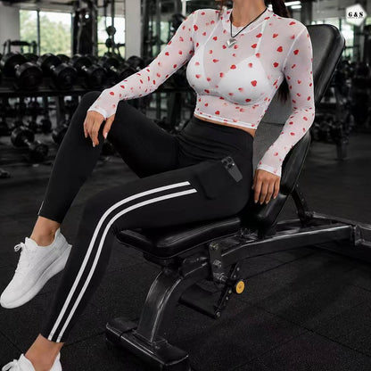 High Quality White Shirt With Black Pocket Legging Gym/Yoga Set