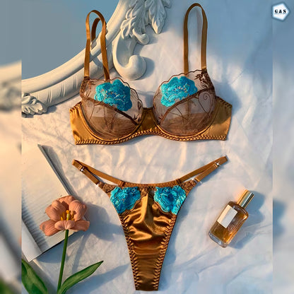 High Quality Wired Net Brown Pushup Bra & Panty Set