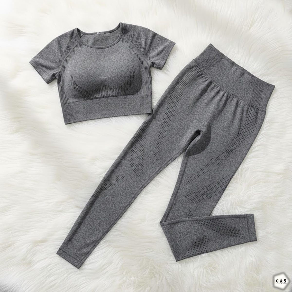 Pack Of 2 Half Sleeves Crop Top Seamless With Butt Lifter Gym/Yoga Sets