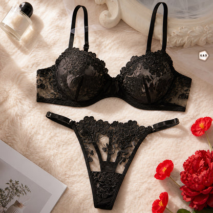 High Quality Wired Net Black Pushup Bra & Panty Set