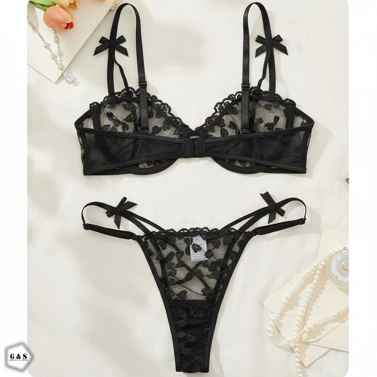 Ladies Imported Wired Net Bra & Panty Set