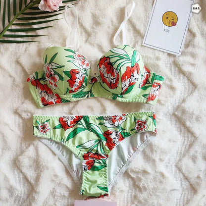 Pack Of 2 Light Padded Wired Floral Print Bra & Panty Sets