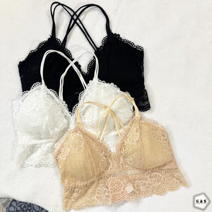 Pack Of 3 Lace Bralette With Back Hook