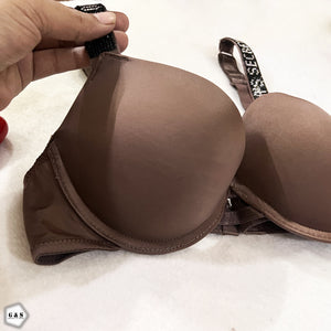Stones Design Choclate Brown Color Pushup Bra With T-Panty Set
