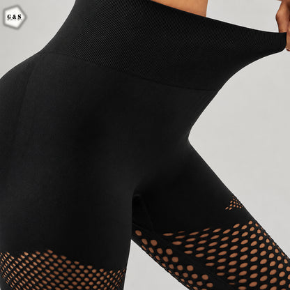 Black Mesh Hole Design Seamless Butt Lifter Gym/Yoga Legging