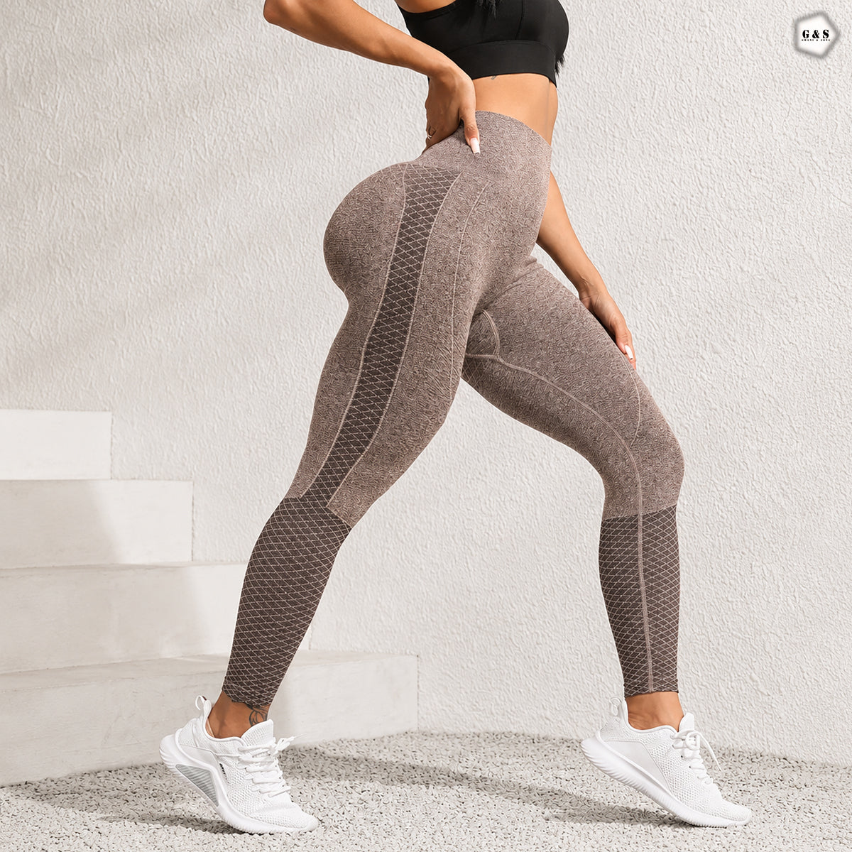 Ladies Imported Light Brown Seamless Butt Lifter Gym/Yoga Legging