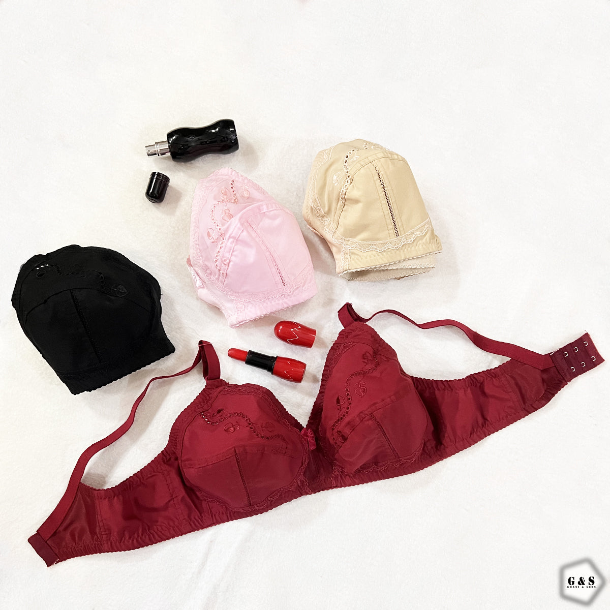 3-pack Soft-cup Cotton Bras - White/black/light pink - Ladies