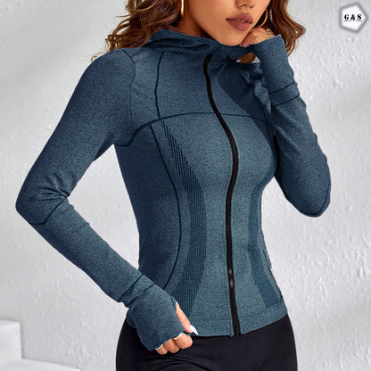 Stone Blue Color Slim Fit Gym/Casual Wear Hoodie