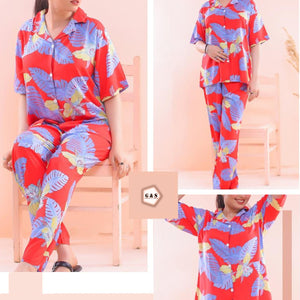 Summer Friendly Lilen Stuff Front Open Pajama Suits