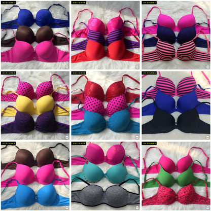 Ladies Imported 36A-B Size Pushup Pack Of 3 Single Padded Wired Bras
