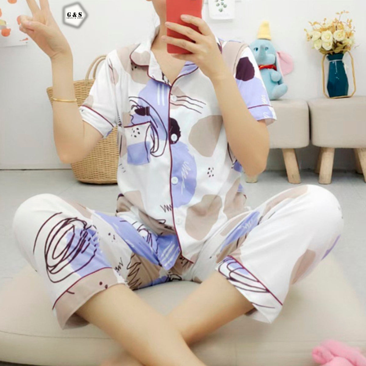 Front Open Design Pajama Suit