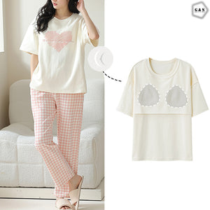 High Quality Pajama Suits With Thin Layer Pads Attach Shirt