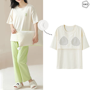 High Quality Pajama Suits With Thin Layer Pads Attach Shirt