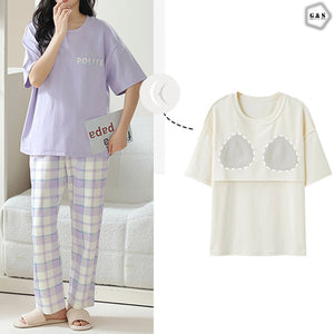 High Quality Pajama Suits With Thin Layer Pads Attach Shirt