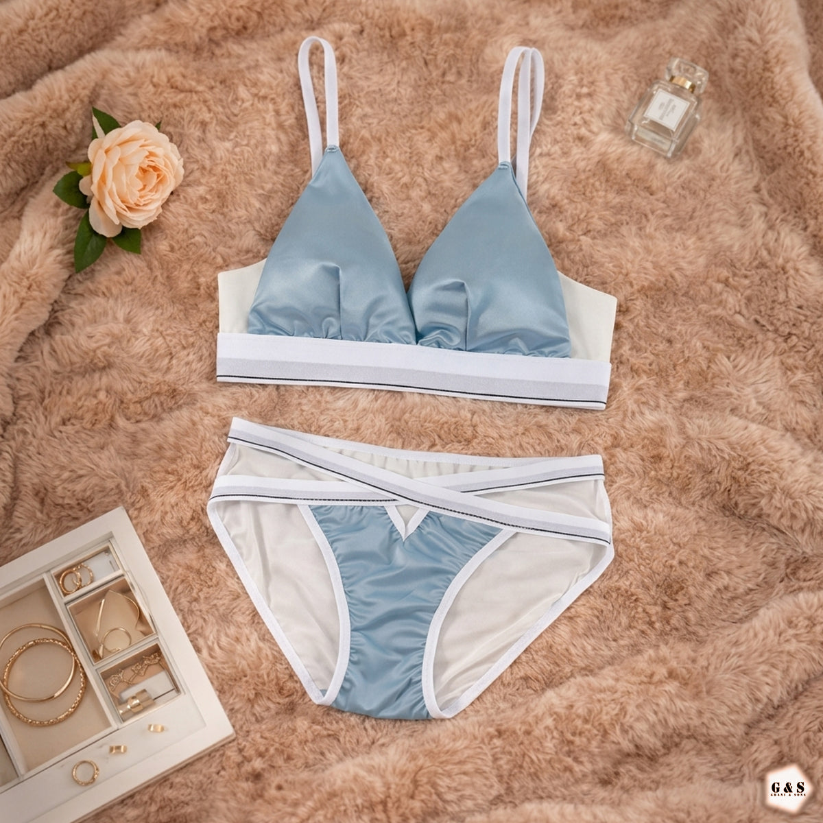 Ladies Imported High Quality Silk Design Bra/Bralette Panty Set