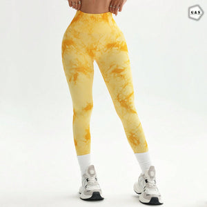 High Waist Seamless Yellow Printed Butt Lifter Gym/Yoga Legging