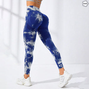 High Waist Seamless Blue Printed Butt Lifter Gym/Yoga Legging