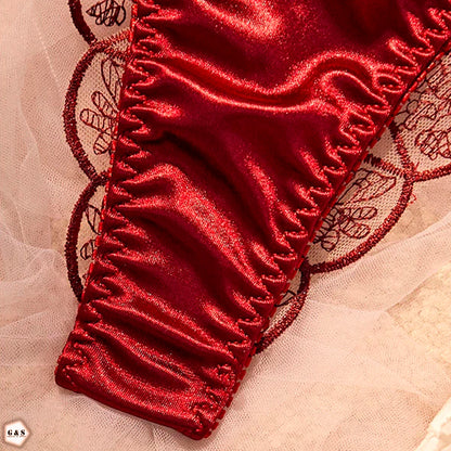 High Quality Wired Net Maroon Pushup Bra & Panty Set