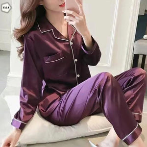 Full Sleeves Silk Night Suit