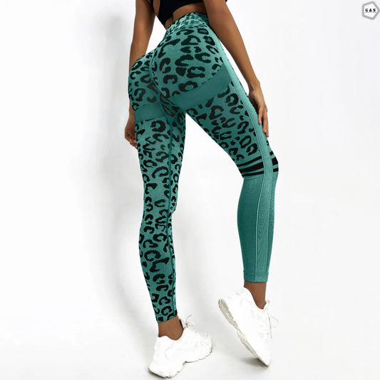 High Waist Seamless Printed Cyan Green Color Butt Lifter Gym/Yoga Legging
