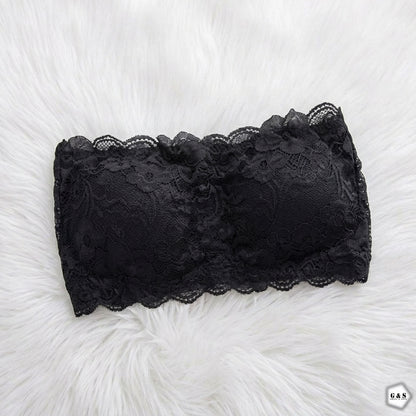 Girls Imported Pack Of 3 Lace Design Light Padded Strapless Bras