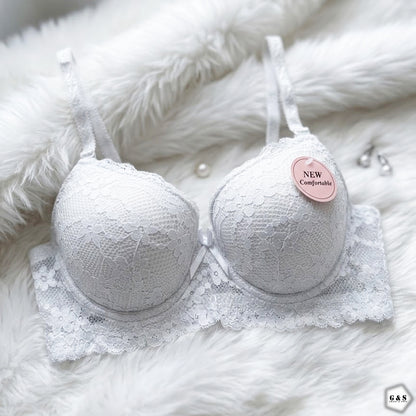 Ladies Imported Pack Of 3 Wired Lace Pushup Bras