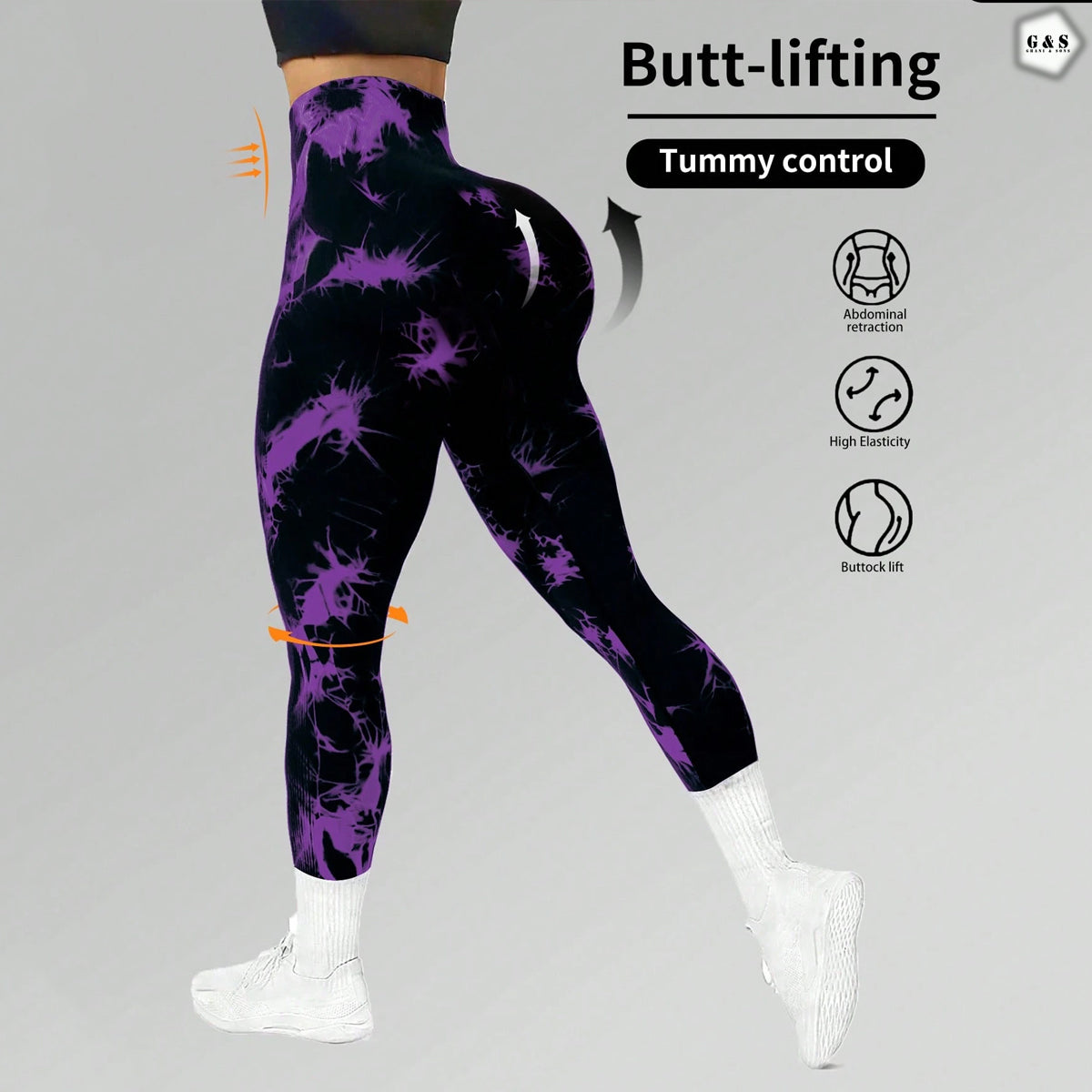 High Waist Seamless Black-Purple Butt Lifter Gym/Yoga Legging