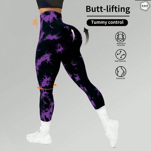 High Waist Seamless Black-Purple Butt Lifter Gym/Yoga Legging