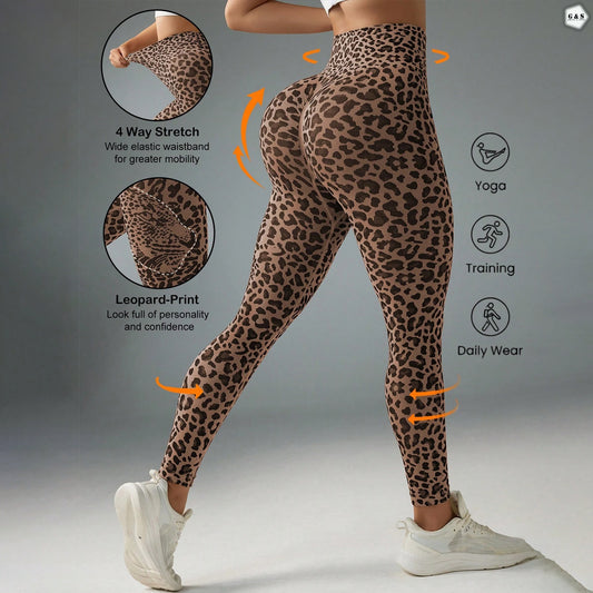 Ladies Imported High Waist Seamless Cheetah Printed Butt Lifter Gym/Yoga Legging