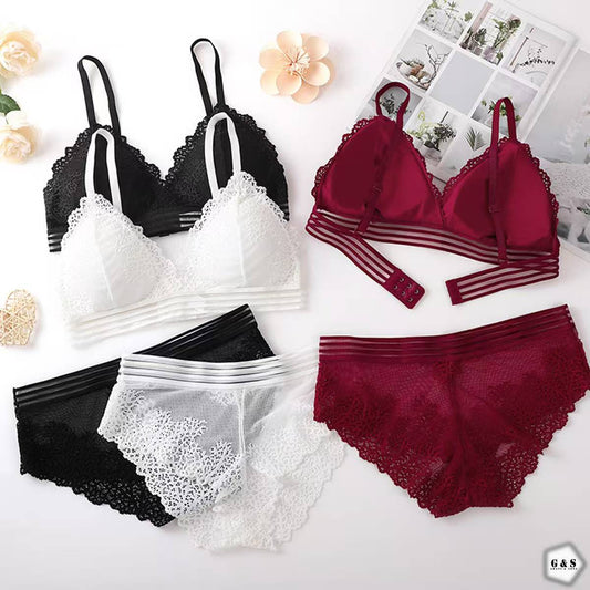 Beautiful Pack of 3 Lace Design Bra With Panty Sets