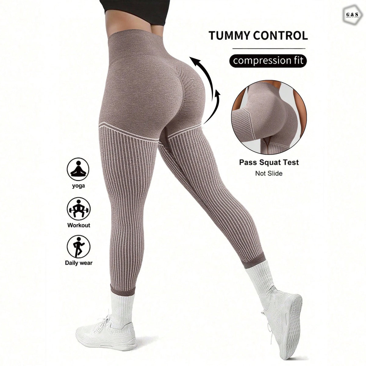 High Waist Seamless Khaki Color Butt Lifter Gym/Yoga Legging
