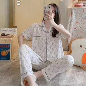 2 Piece Pajama Suit Front Open