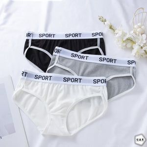 Pack Of 3 Comfortable Sports Fashion Letter Waistband Briefs