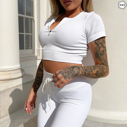 High Quality Seamless Crop Shirt With Legging Gym/Yoga Set