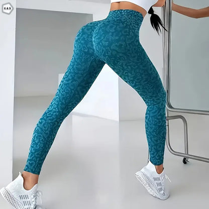 High Waist Seamless Printed Blue Butt Lifter Gym/Yoga Legging