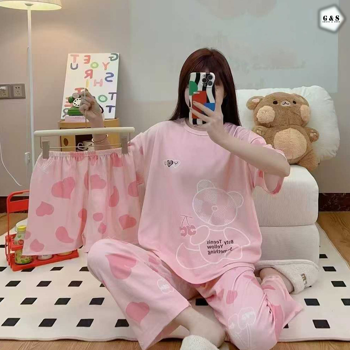 Girls Imported 3 Piece Pajama Suit With Short