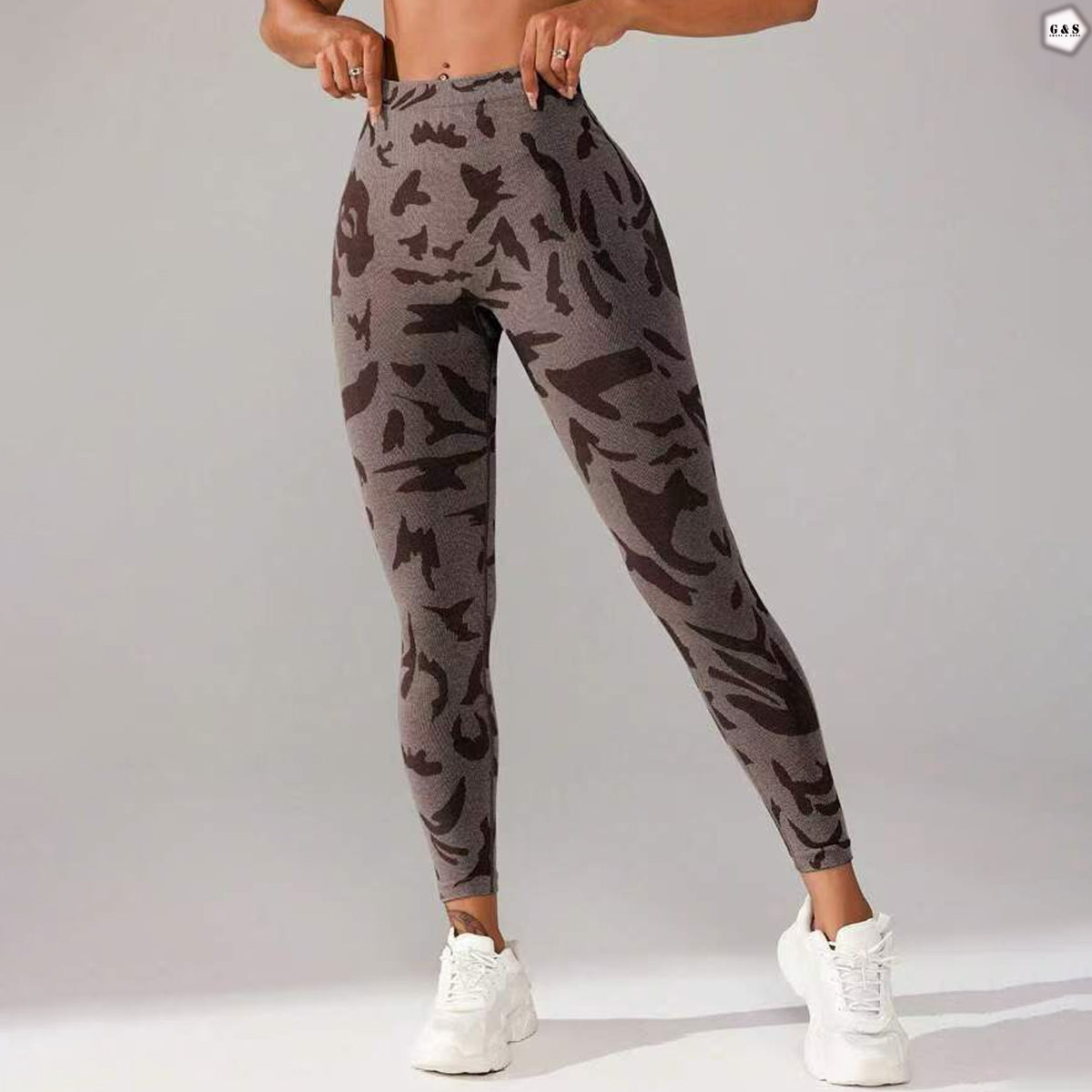 Brown Camouflage Design Seamless Gym/Yoga Legging