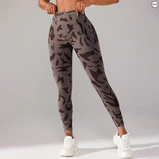 Brown Camouflage Design Seamless Gym/Yoga Legging