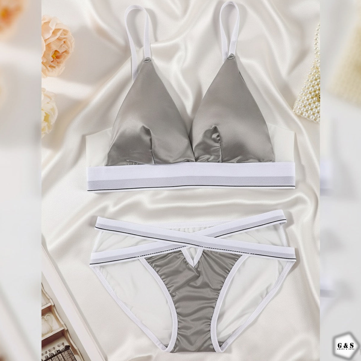 High Quality Pack Of 3 Silk Design Bra/Bralette Panty Sets