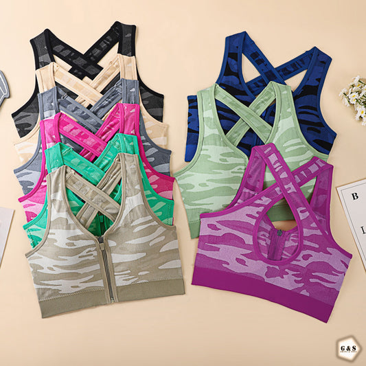 Pack Of 3 Zip Design Sports Bra