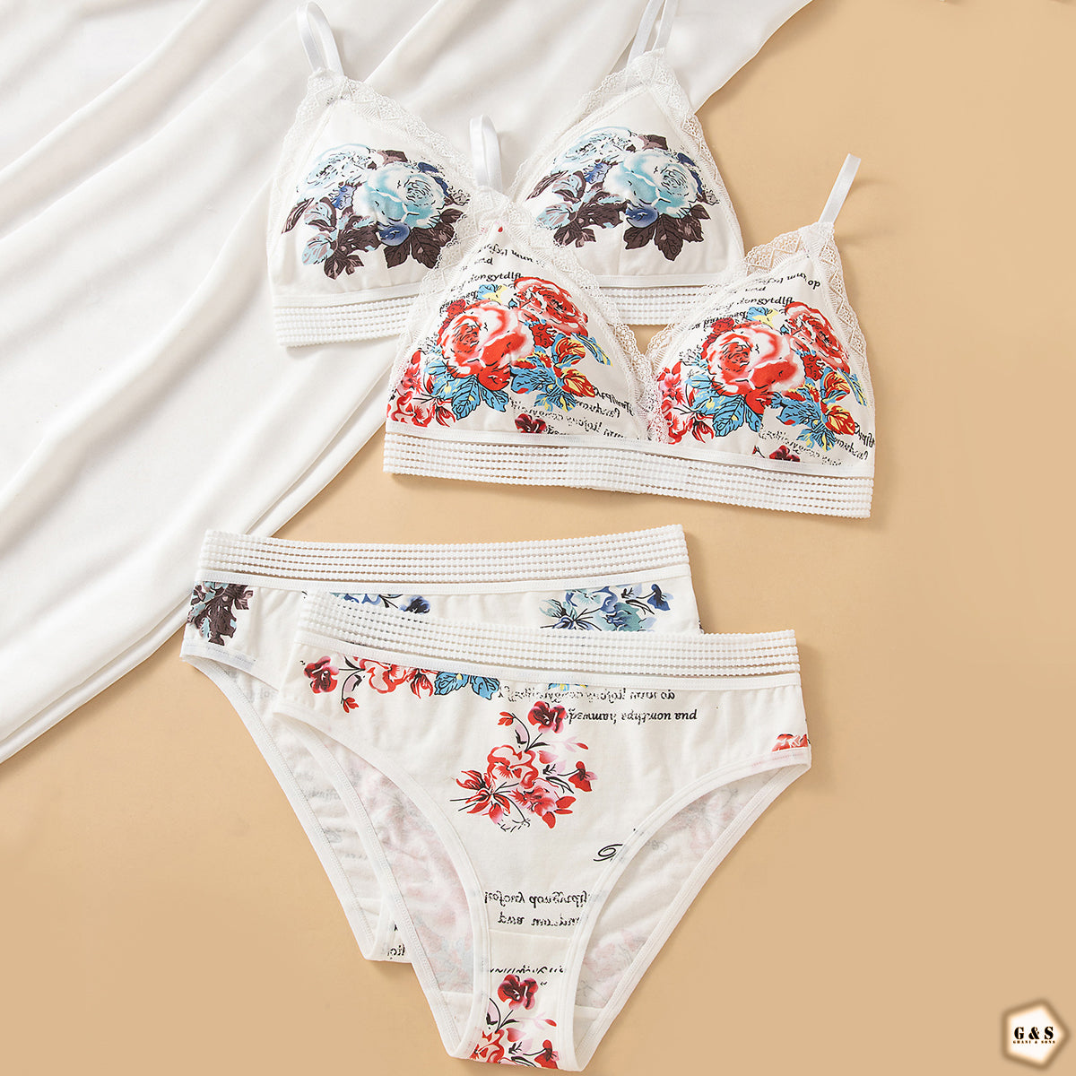High Quality Pack Of 2 Pure Cotton Printed Bralette Sets