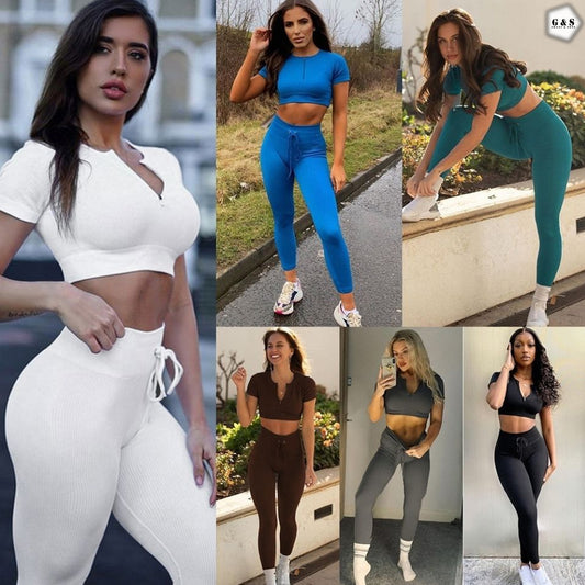 High Quality Seamless Crop Shirt With Legging Gym/Yoga Set